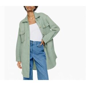 Aritzia Wilfred Free Ganna Shacket Womens M Green Merino Wool Jacket Utility NWT